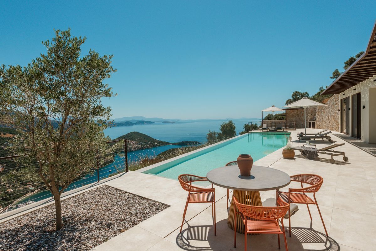 Private garden path and exterior of Villa Mulberry Lefkada
