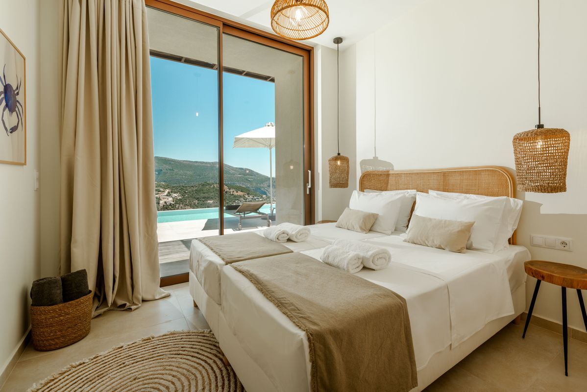 Twin bedroom perfect for families at Villa Mulberry Lefkada