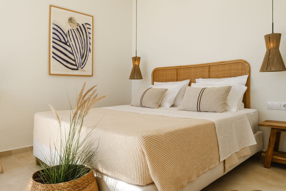 Modern bedroom design at Villa Mulberry Greece